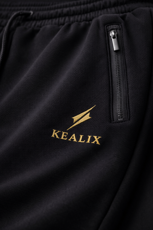 Kealix Men’s Black Premium Jogger Track Pants with Zipper Pockets