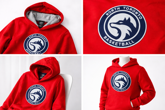 Men’s Casual Red Hooded Sweatshirt with Front Print