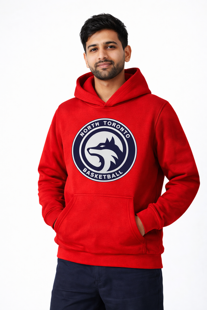Men’s Casual Red Hooded Sweatshirt with Front Print