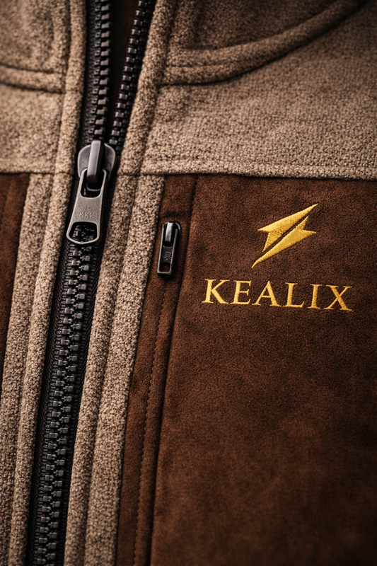 Men’s Premium Two-Tone Quarter-Zip Fleece Pullover – Brown/Beige