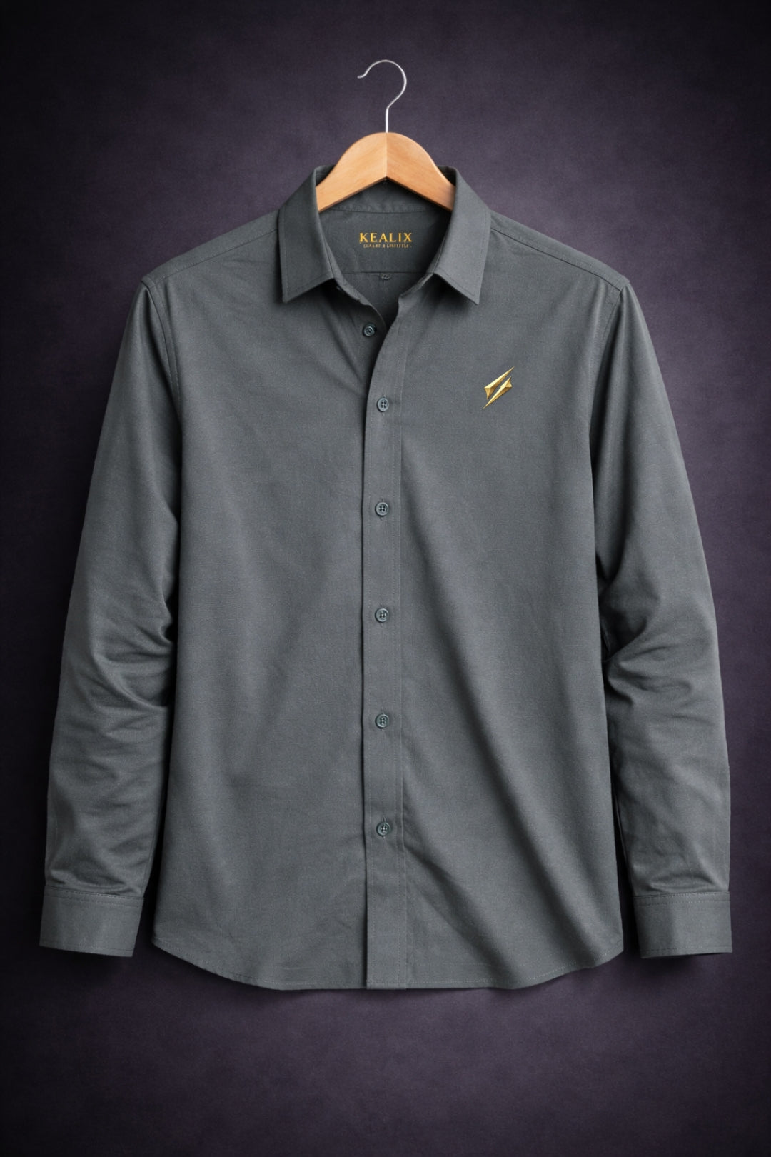 Men’s Designer Grey Solid Shirt | Full Sleeve Casual Wear
