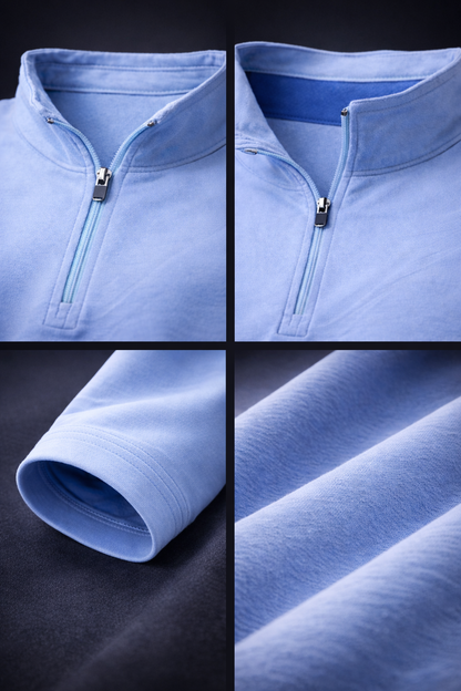 Men’s Sky Blue Half Zip Pullover Tshirt