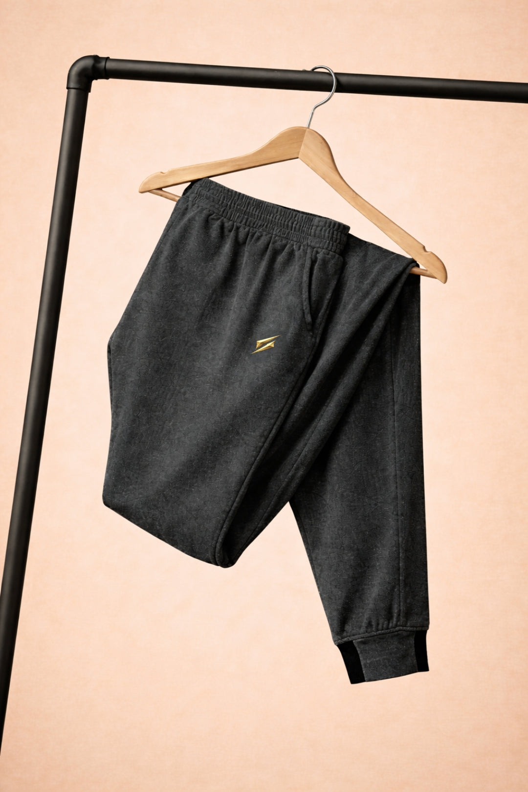 Men’s Black Jogger Track Pants – Elastic Waist, Tapered Fit