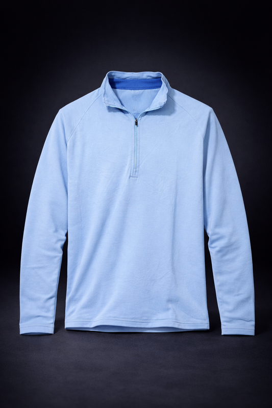 Men’s Sky Blue Half Zip Pullover Tshirt