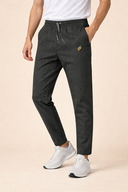 Men’s Black Jogger Track Pants – Elastic Waist, Tapered Fit