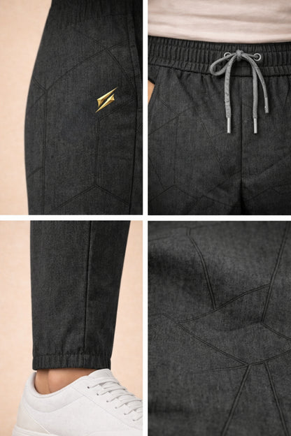 Men’s Black Jogger Track Pants – Elastic Waist, Tapered Fit