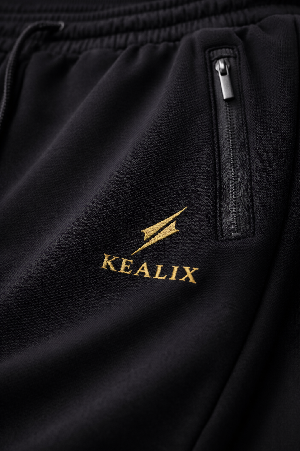 Kealix Men’s Black Premium Jogger Track Pants with Zipper Pockets