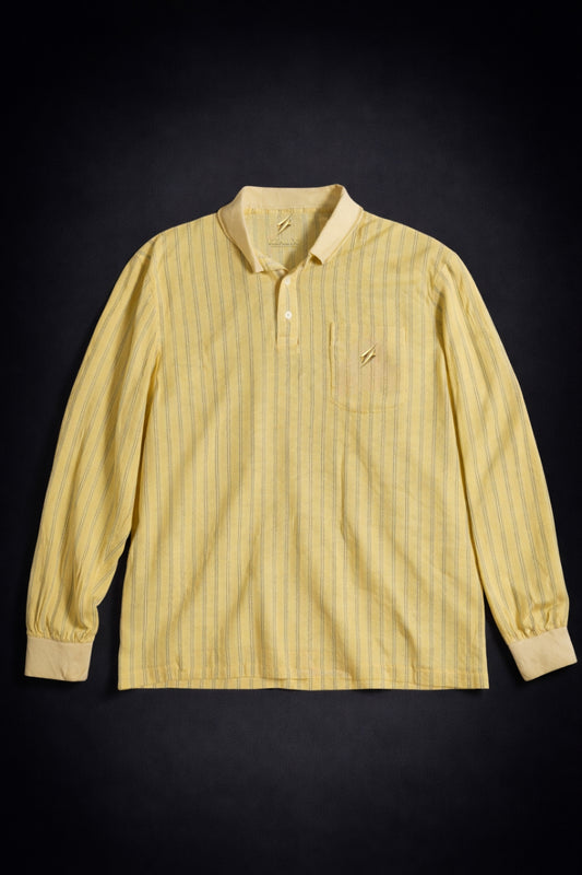 Men’s Premium Yellow Striped Polo T-Shirt – Full Sleeve Casual Wear