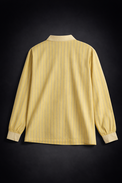 Men’s Premium Yellow Striped Polo T-Shirt – Full Sleeve Casual Wear