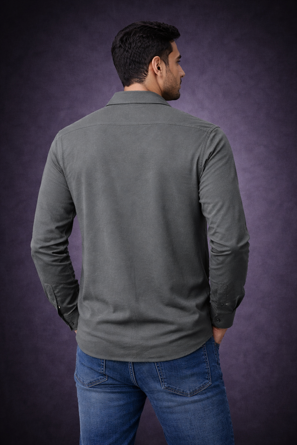 Men’s Designer Grey Solid Shirt | Full Sleeve Casual Wear